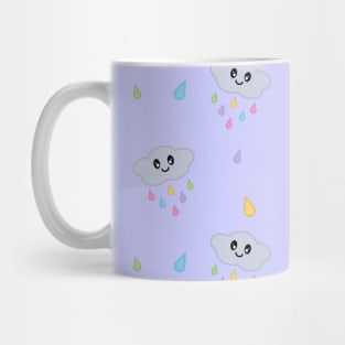 Kawaii Cute Raining Rainbow Clouds Pattern in Purple Mug